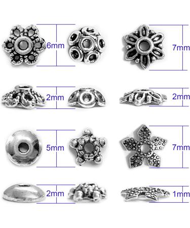 600Pcs Antique Silver Spacer Bead Caps - Bali Style Tibetan Flower Beads for Jewelry Making - Buy Online on GoSupps.com
