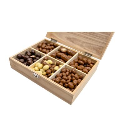 Balmond Premium Chocolate Nuts Gift Box - 600g Assorted Nuts in Beautiful Wooden Box Almonds Brazil nuts Dark Chocolate Hand Picked Vegetarian Halal Birthday Christmas Ramadan