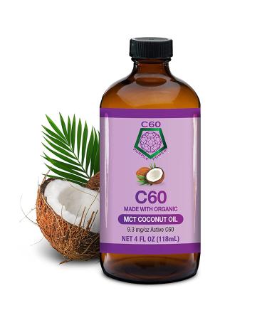 C60 Purple Power Organic MCT Coconut Oil, Organic Cold-Pressed Coconut Oil, 99.99% Pure C60 Carbon Fullerenes (4 oz)