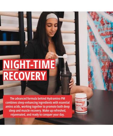 Hydramino PM - Natural Sleep Aid Powder & Muscle Recovery Supplement - EAA + BCAA Night-time Sleep Support | Relaxation & Calming Supplement | Helps with Jet Lag Deep Sleep & Muscle Building | Valerian Root GABA Melatonin Magnesium & More | Raspberry Hibi - Buy Online on GoSupps.com