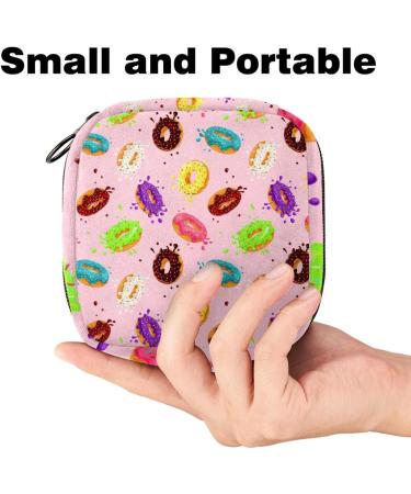 Colorful Pink Menstruation Bag for Women & Girls | Zippered Tampon & Napkin Storage | Sweet Donut Design - Buy Online on GoSupps.com