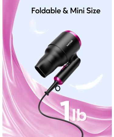 Wavytalk Mini Hair Dryer with Diffuser 1600W Foldable Hair Blow Dryer Lightweight Diffuser Hair Dryer for Curly Hair Black - Buy Online on GoSupps.com