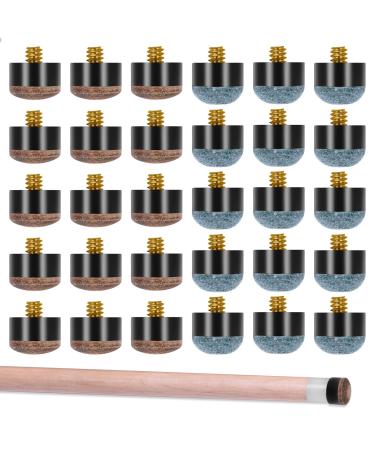 Lusofie 30Pcs Screw-on Pool Stick Tips Pool Cue Tips 13mm Replacement Cue Tips Billiard Cue Tips for Pool Cues and Snooker(15 Brown, 15 Blue)