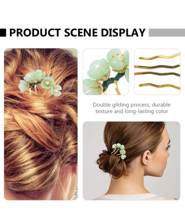 LALAFINA 2Pcs Vintage Jade Flower Hairpins - Chinese Traditional Hair Stick for Hanfu Headwear - Green - Buy Online on GoSupps.com