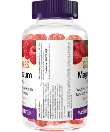 Webber Naturals Magnesium Gummy 75 mg 75 Raspberry Flavoured Gummies Supports Bone and Muscle Functions Vegan - Buy Online on GoSupps.com
