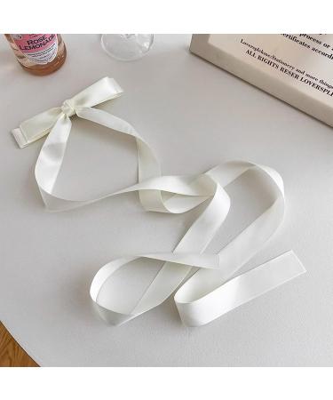 Bow Hair Clips | Silky Satin Hair Bows Hair Clip Ribbon Bow Hair Clips With Long Tail | Hair Bow Barrettes Hair Bow Clips For Women Girls Beige - Buy Online on GoSupps.com