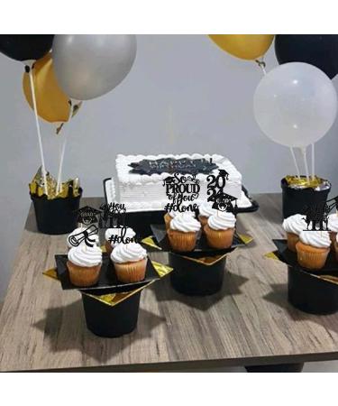 Pack of 24 Graduation Cake Decorations Graduation Cupcake Toppers Graduation Cake Decorations Cake Toppers for Graduation Parties Graduation Proms Black - Buy Online on GoSupps.com