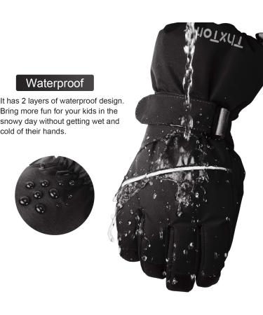 Thxtoms Children Ski Gloves | Winter Warm -15 | Windproof Waterproof | Thick Oxford Palm | Snowboard & Skiing | Girls 11-14 Black - Buy Online on GoSupps.com