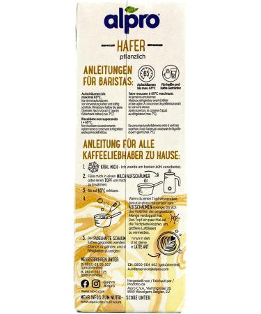 Alpro - Lot de 8 Boissons d'avoine Barista 1 litre Boisson d'avoine 100 % v g tale pour faire mousser caf shakes et smoothies Avoine 1 l (Lot de 8) - Buy Online on GoSupps.com