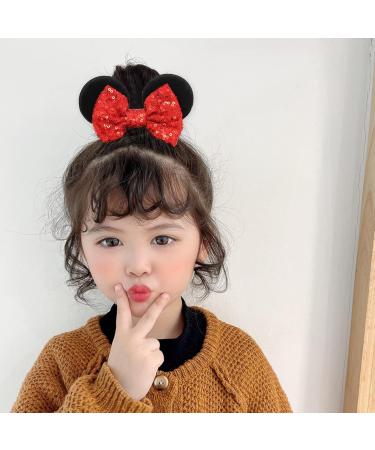 Mouse Ear Hair Scrunchies for Girls | Uooker Velvet Sequin Bow Hair Bands | Cute Elastic Hair Ties & Accessories for Birthday Parties & Cosplay - Buy Online on GoSupps.com