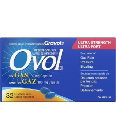 Ovol Ultra Strength Softgels Capsule For Gas Relief for Gas Pain Pressure Bloating 180mg & Extra Strength Cherry Flavour Chewable Tablets Gas Pain Pressure and Bloating Relief 180mg 32 Count Softgels + Tablets 32 Count - Buy Online on GoSupps.com