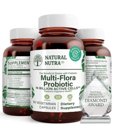Natural Nutra Ultimate Flora Probiotic for Women and Men Helps Improves Digestion Contributes to Overall Health Promotes Immune System Multi-Strain with Lactobacillus Acidophilus 60 Capsules 60 Count (Pack of 1)