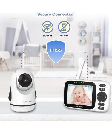 HelloBaby Video Baby Monitor with Camera and Audio | Night Vision | Pan 355 & Tilt 120 | IPS HD Display | 2-Way Audio | VOX Mode | 8 Languages & Lullabies | HB6339 - Buy Online on GoSupps.com