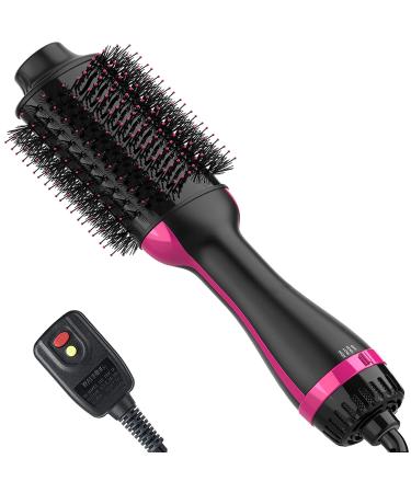 Hair Dryer Brush Blow Dryer Brush in One, 4 in 1 One Step Hair Dryer and Styler Volumizer Professional Hot Air Brush with Negative Ion Anti-frizz Blowout for Drying, Straightening, Curling, Salon Black Pink