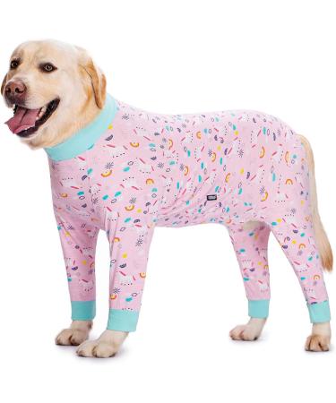 Rehabilitation Suit for Medium & Large Dogs | Breathable Full Body Pajamas - Post-Op Skin Protection & Comfort in Pink - Buy Online on GoSupps.com