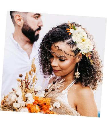 Angoily Bridal Comb Floral Hair Comb French Hair Pin French Combs Rose Hair Accessories Roses Artificial Flowers Floral Hair Headpiece Metal Comb White Cloth Flowers Seaside Resort Wedding - Buy Online on GoSupps.com