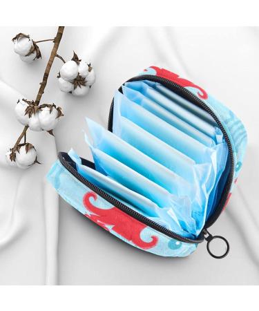 Women's Napkin Storage Pocket - Marine Octopus & Jellyfish Design | Portable Menstrual Cup & Bandage Bags for First Period - Buy Online on GoSupps.com