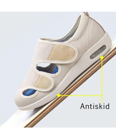 COITROZR Diabetic Slippers - Extra Wide Adjustable Velcro Bandage Shoes for Seniors with Hallux Valgus - Grey - Buy Online on GoSupps.com