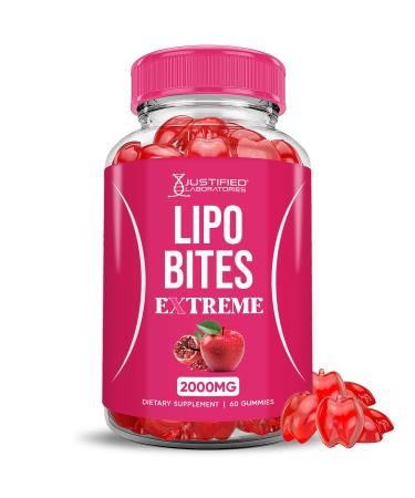 Lipo Bites ACV Gummies Extreme 2000MG Formula Apple Cider Vinegar Chewies Formulated with Pomegranate Beet Juice Powder B12 Vegan Non GMO 60 Gummys