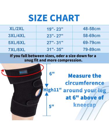 Nvorliy Plus Size Adjustable Knee Brace - 3XL/4XL Black | Open Patella Knee Support for Running, Sports, Arthritis, ACL, LCL, MCL | Pain Relief for Women & Men - Buy Online on GoSupps.com