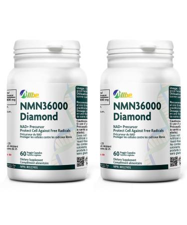ALLBE NMN Capsules 600mg - Highest Potency Available - Premium Supplement - Cellular Health - Boost NAD+ Supports Longevity - 100% Pure NMN Supplement Canada - Fast Absorption - 2 x 60ct 60 count (Pack of 2) Nmn 36000 (600mg)