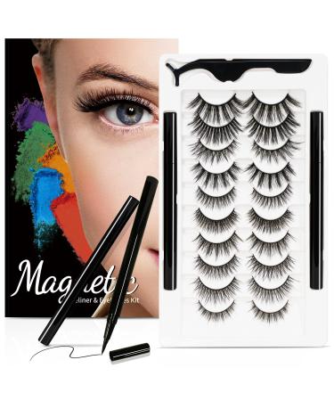 Magnetic Eyelashes Kit, OTET Magnetic Lashes Natural Look, Lightweight Magnetic Eyeliner and Eyelashes with 2 Eyeliners & Tweezers - Easy to Wear