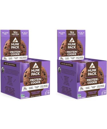 Munk Pack Double Dark Chocolate Protein Cookies - 18g Protein, Soft Baked, Vegan, Gluten Dairy Soy Free (12 pack) - Buy Online on GoSupps.com