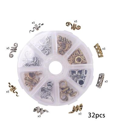 32 Pieces Viking Hair Pearls - Gold & Silver Hair Cuffs for Braid & Dreadlock Accessories | Perfect for Men Women Parties & Festivals - Buy Online on GoSupps.com