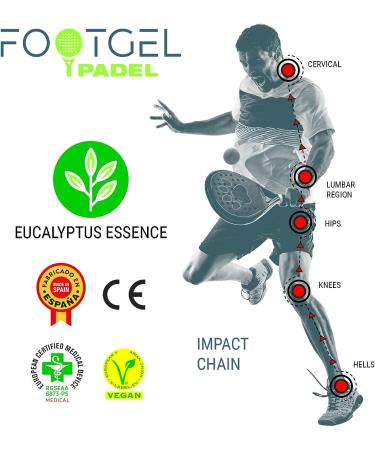 FOOTGEL Padel Pain Relief with 3-Layer Shock Absorption | Eucalyptus Scent | Vegan & Medical Certified | Machine Washable | Small Size - Buy Online on GoSupps.com