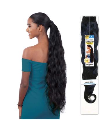 Shake-N-Go Synthetic Organique Pony Pro Ponytail - BODY WAVE 32 (1B) 32 Inch (Pack of 1) 1B