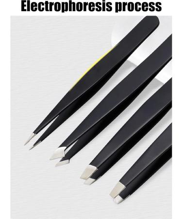 Professional Stainless Steel Tweezers for Eyebrows Eyelashes and Ingrown Veils - Set of 4 Non-Slip Finish - Buy Online on GoSupps.com