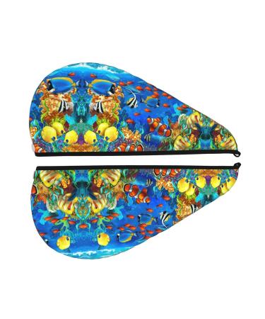 Ocean Tropical Fish Coral Velvet Hair Cap - Perfect for Home Travel Pool Parties & Beaches | SamLng - Buy Online on GoSupps.com