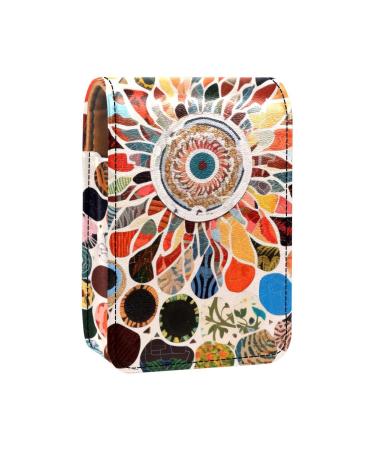 Travel Lipstick Organizer Case Lipstick Case Portable Makeup Bag With Mirror Abstract Mandala Flowers B639y3omfn