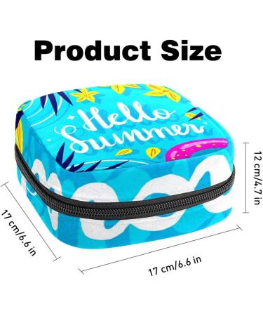 Summer Hello Blue Beach Menstruation Pad Bag with Zipper - Women's Tampon & Napkin Collection Bag for Girls - Buy Online on GoSupps.com