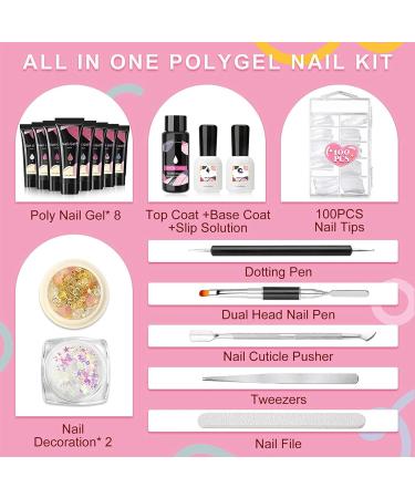 8 Colors Poly Nails Extension Gel | Clear White Pink Poly Nail Gel | Poly Nail Gel Kit Builder | Nail Extension Gel Kit | Multi-Color Set | French Manicure Set - Buy Online on GoSupps.com