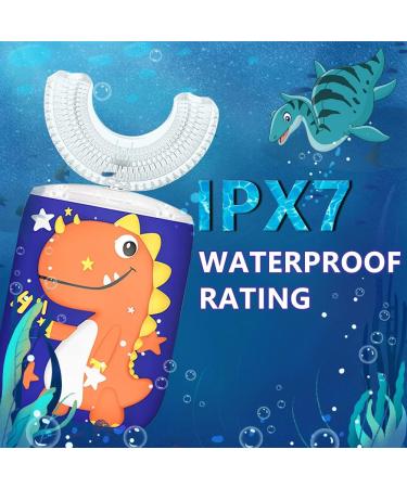 Kids Dinosaur U-Shaped Electric Toothbrush | Rechargeable & Automatic with 6 Cleaning Modes | Waterproof & Timer | Ages 2-7 | Orange - Buy Online on GoSupps.com