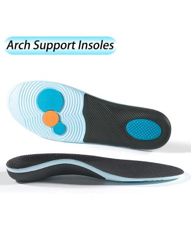 Arch Support Insoles for Flat Feet & Foot Pain Relief - Shock Absorb Orthotic Inserts for Men/Women | Plantar Fasciitis Support (Black L: Men 9-10/Women 10-11 - Buy Online on GoSupps.com