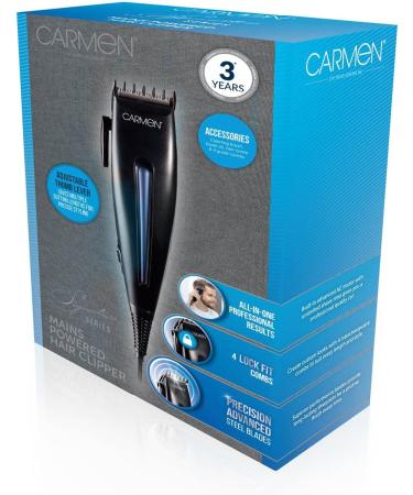 Carmen C81138 Men s Signature Mains Powered Hair Clipper with 4 Interchangeable cutting heads and Sharp Blades Midnight Blue - Buy Online on GoSupps.com