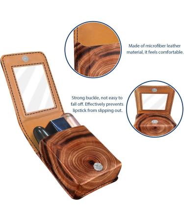 Travel Lipstick Organizer Case - Portable Makeup Bag with Mirror | Plant Annual Rings Pattern | International Shipping Available - Buy Online on GoSupps.com