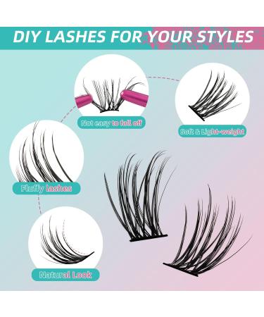AMZGIRL LASH Cluster Eyelash Extensions - DIY Wispy D Curl Individual Lashes - 112pcs Fluffy Natural False Lashes (Vodka & Rum D-12mm) - International Shipping Available - Buy Online on GoSupps.com