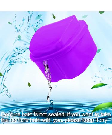2 Pack Denture Case Dental Mouthguard Case Denture Bath Box Cleaning with Brush Strainer Basket and Lid Waterproof - Purple and Blue Purple & Blue - Buy Online on GoSupps.com