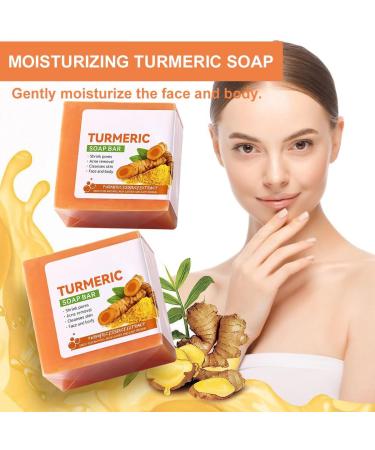 Turmeric Soap Turmeric Brightening Soap Kojic Acid Soap Turmeric Soap Bar Turmeric Soap Bar for Deep Cleansing Women's Men's Soap Bar for Face & Body with A Foaming Net (100g) - Buy Online on GoSupps.com