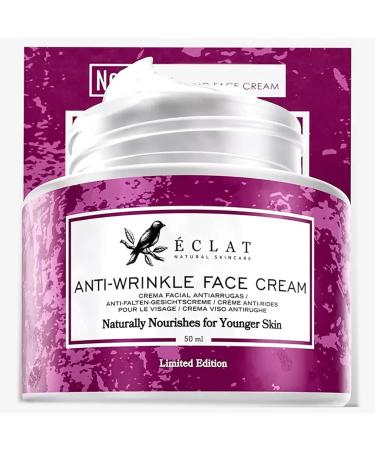 Eclat Organic Anti-Wrinkle Face Cream Smooths Wrinkles Hydrates and Rejuvenates Skin Anti-Ageing Antioxidants Vitamins C & E Moisturiser Non-Greasy Formula 50ml - Buy Online on GoSupps.com