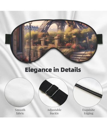 Soft Paris Eiffel Tower Printed Eye Mask - Adjustable Breathable Light Blocking Double-Sided Sleep Mask - Buy Online on GoSupps.com