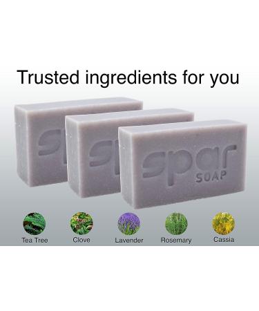 Spar Soap Platinum Antifungal Antibacterial Bar with Tea Tree, Rosemary, Cassia, and Clove - Moisturizing Mango and Shea Butter, Ideal for Body Odor, Jock Itch, Ringworm, Athlete's Foot | Perfect for Contact Sport Athletes - Buy Online on GoSupps.com
