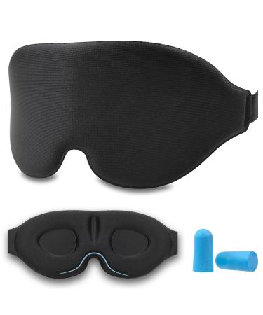 Sleep Mask Zero Pressure 3D Eye Masks for Sleep with Adjustable Strap eWish Eye Sleep Shade Cover Blocks Light for Side Sleeper Women and Men Black