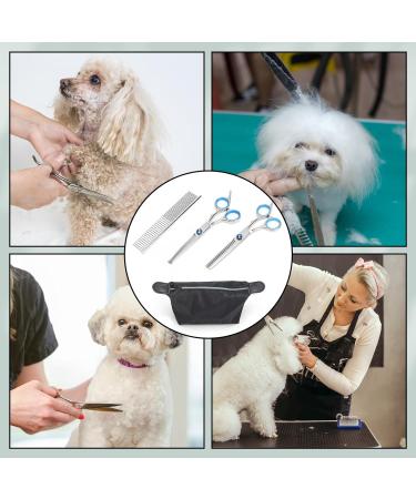 Dog Grooming Scissors Set 3PCS Blue Stainless Steel Pet Beauty Scissors with Storage Bag Pets Grooming Shears with Safety Round Tip for Pet Hair Fur Care (Thinning Shears Curved Scissor Comb) - Buy Online on GoSupps.com