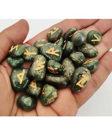 Sharvgun Jade Green Rune Stone Set 25 pi ces avec tableau en bois MDF runique grav lettrage symbolique pa en velours noir/rouge pochette incluse bo te cadeau - Buy Online on GoSupps.com