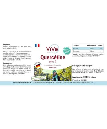 ViVe Supplements Quercetin with Vitamin C 90 Capsules HIGH DOSE VEGAN Made in Germany - Buy Online on GoSupps.com