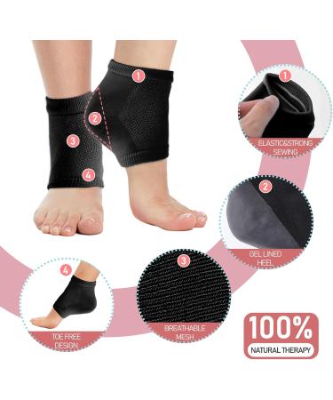 Sibba 4 Pairs Moisturizing Gel Heel Socks Cracked Heel Gel Lined Infused Toeless Spa Socks for Women Moisture Soft Cotton Silicone Ventilate Heel Sleeves Open Toe Foot Care Treatment Overnight(Black) 4 Pairs Black 4.0 - Buy Online on GoSupps.com